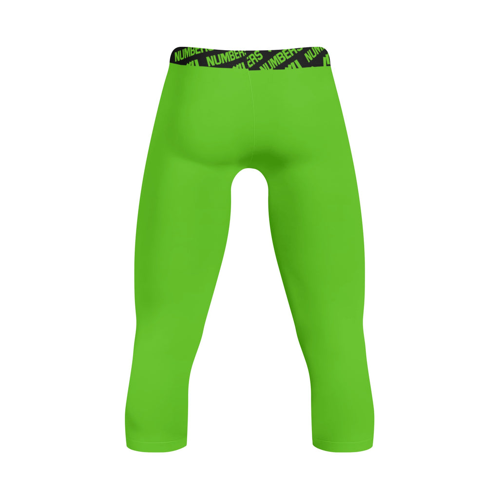 Athletic sports compression tights for youth and adult football, basketball, running, etc printed with fluorescent green