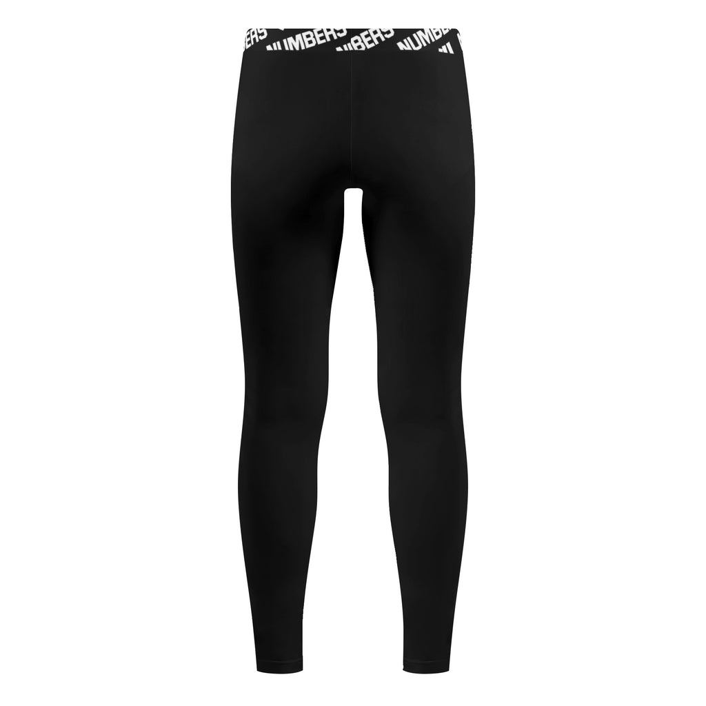 Athletic sports unisex compression tights for girls and boys flag football, tackle football, basketball, track, running, training, gym workout etc printed in black color
