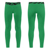 Athletic sports unisex compression tights for girls and boys flag football, tackle football, basketball, track, running, training, gym workout etc printed in the color kelly green