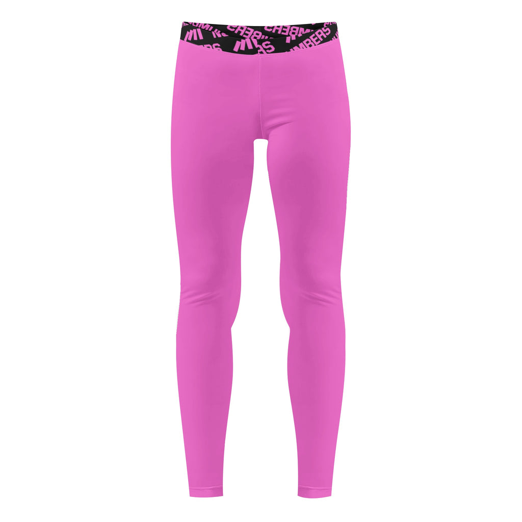 Athletic sports unisex compression tights for girls and boys flag football, tackle football, basketball, track, running, training, gym workout etc printed in pink