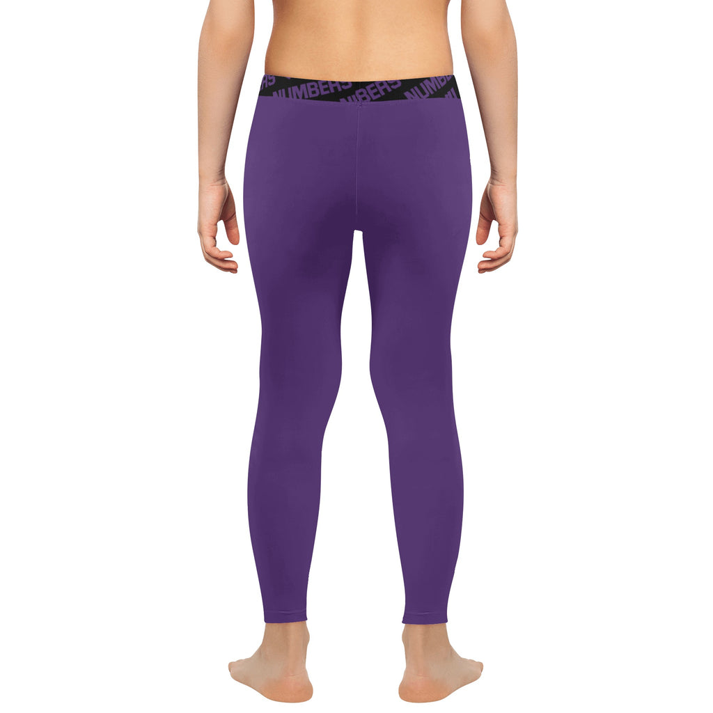 Athletic sports unisex compression tights for girls and boys flag football, tackle football, basketball, track, running, training, gym workout etc printed in purple