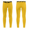 Athletic sports unisex compression tights for girls and boys flag football, tackle football, basketball, track, running, training, gym workout etc printed in yellow