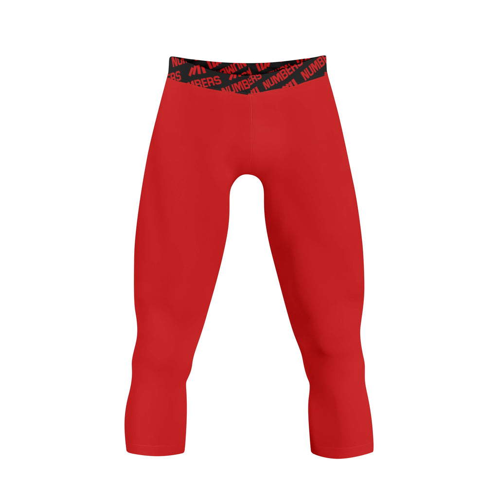 Athletic sports compression tights for youth and adult football, basketball, running, etc printed with red