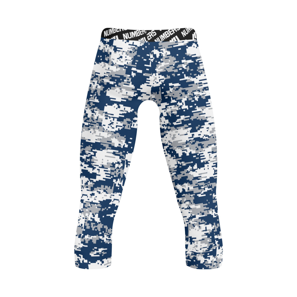 Athletic sports compression tights for youth and adult football, basketball, running, etc printed with navy blue, gray, white Dallas Cowboys colors