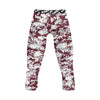 Athletic sports compression tights for youth and adult football, basketball, running, etc printed with maroon and white Mississippi State Bulldogs colors