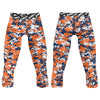 Athletic sports compression tights for youth and adult football, basketball, running, etc printed with navy blue, orange, white Detroit Tigers colors