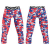 Athletic sports compression tights for youth and adult football, basketball, running, etc printed with red, white, blue Philadelphia Phillies colors