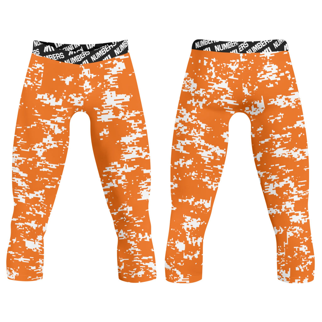 Athletic sports compression tights for youth and adult football, basketball, running, etc printed with orange and white Tennessee Volunteers colors