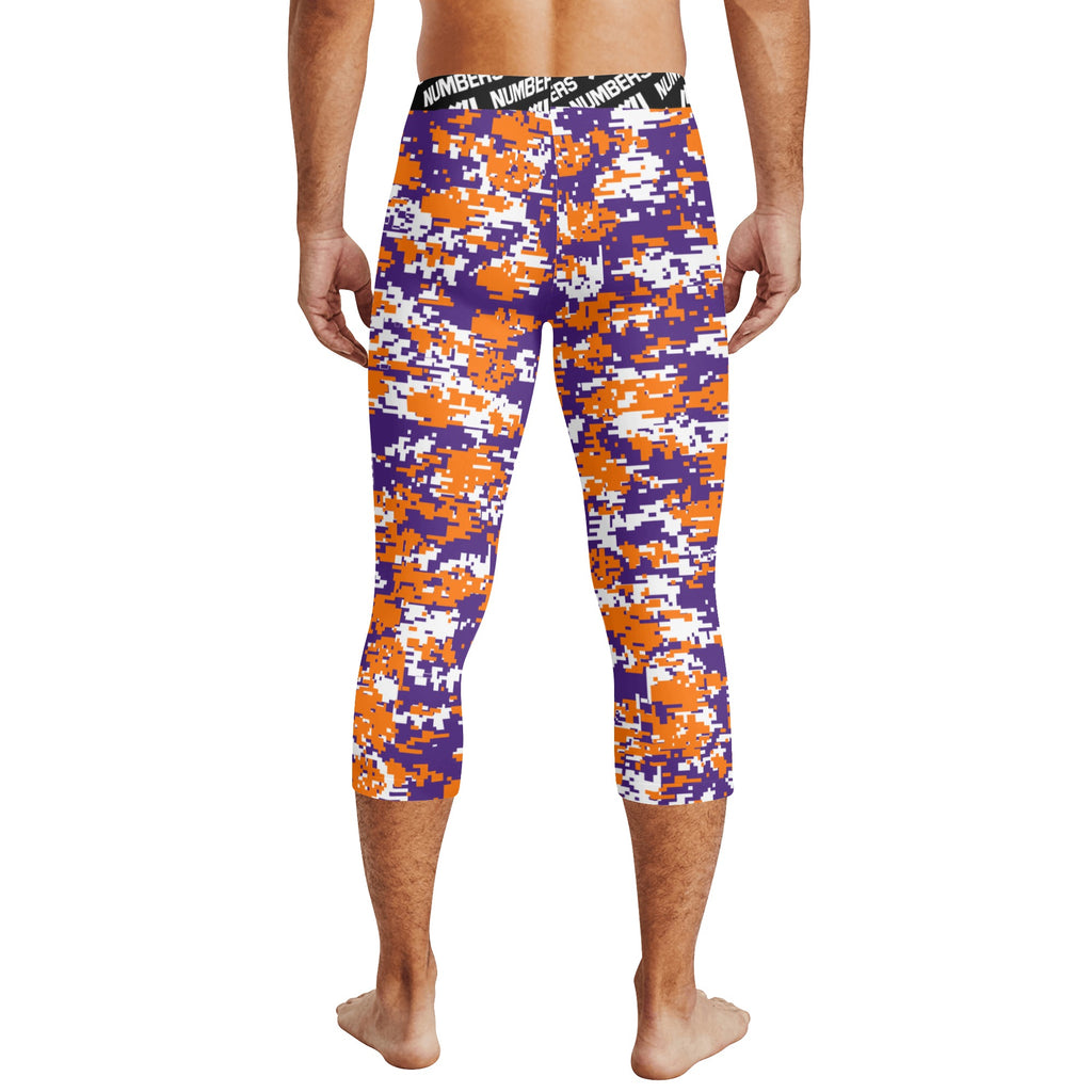 Athletic sports compression tights for youth and adult football, basketball, running, etc printed with orange, purple, white Phoenix Suns colors