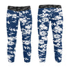 Athletic sports unisex kids youth compression tights for girls and boys flag football, tackle football, basketball, track, running, training, gym workout etc printed with digicamo navy blue, white Butler Bulldogs colors