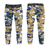 Athletic sports unisex kids youth compression tights for girls and boys flag football, tackle football, basketball, track, running, training, gym workout etc printed with digicamo navy blue, gold, white Milwaukee Brewers colors