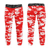 Athletic sports unisex kids youth compression tights for girls and boys flag football, tackle football, basketball, track, running, training, gym workout etc printed with digicamo red and white Houston Rockets colors