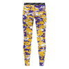 Athletic sports unisex compression tights for girls and boys flag football, tackle football, basketball, track, running, training, gym workout etc printed in purple, yellow, white Minnesota Vikings colors