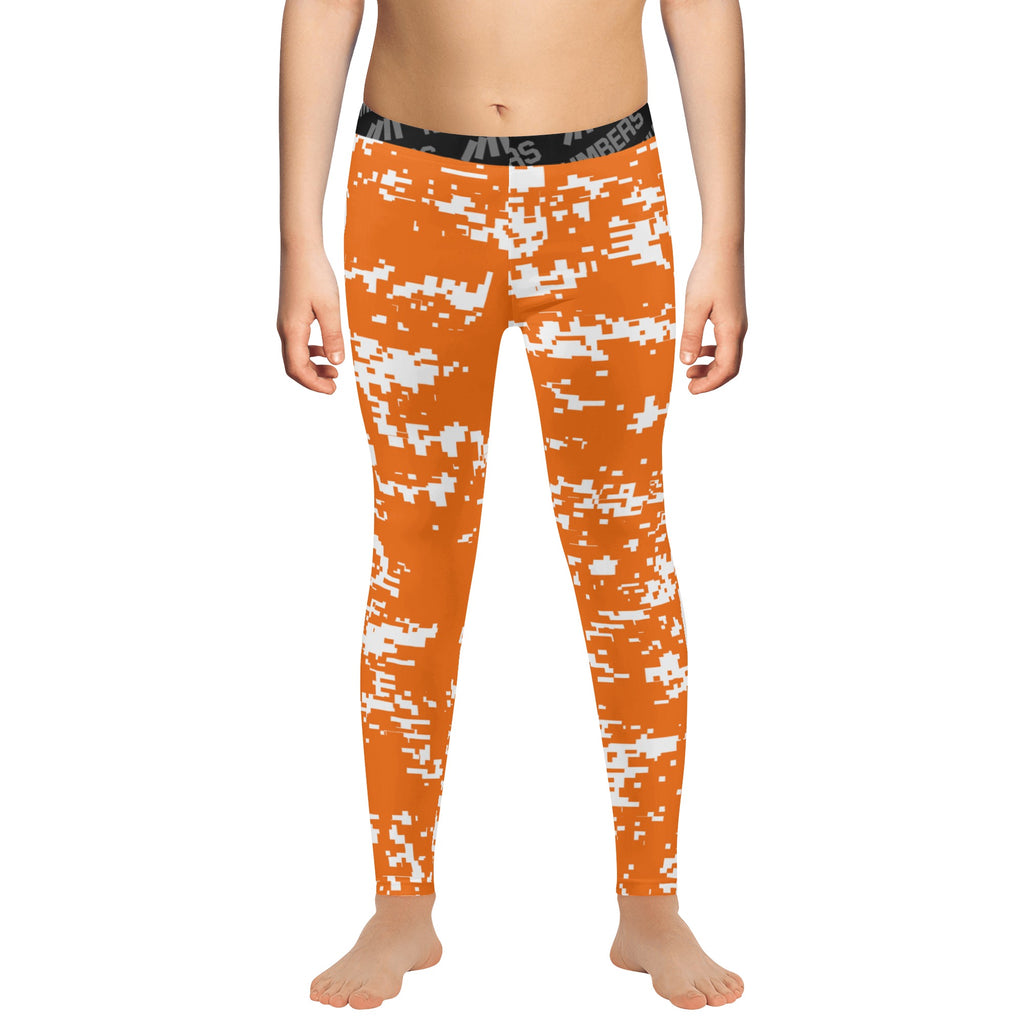 Athletic sports unisex compression tights for girls and boys flag football, tackle football, basketball, track, running, training, gym workout etc printed in Tennessee Volunteers colors
