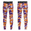 Athletic sports unisex compression tights for girls and boys flag football, tackle football, basketball, track, running, training, gym workout etc printed in orange, purple, white Phoenix Suns colors