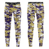 Athletic sports unisex compression tights for girls and boys flag football, tackle football, basketball, track, running, training, gym workout etc printed in gold, purple, white Washington Huskies colors