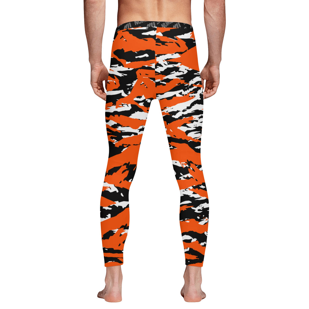 Athletic sports compression tights for youth and adult football, basketball, running, track, etc printed with predator orange black white Cincinnati Bengals San Francisco Giants Baltimore Orioles colors