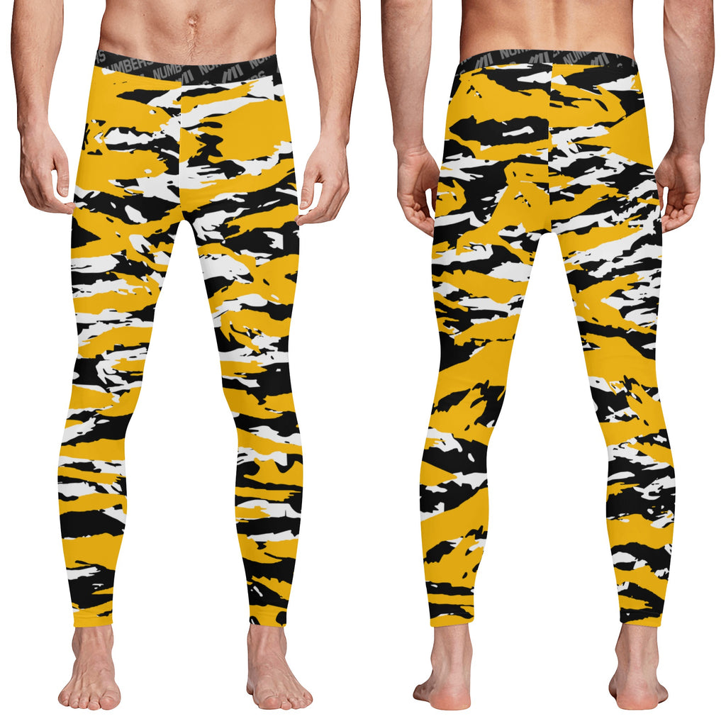 Athletic sports compression tights for youth and adult football, basketball, running, track, etc printed with predator black yellow and white Pittsburgh Steelers Pittsburgh Pirates Missouri Tigers