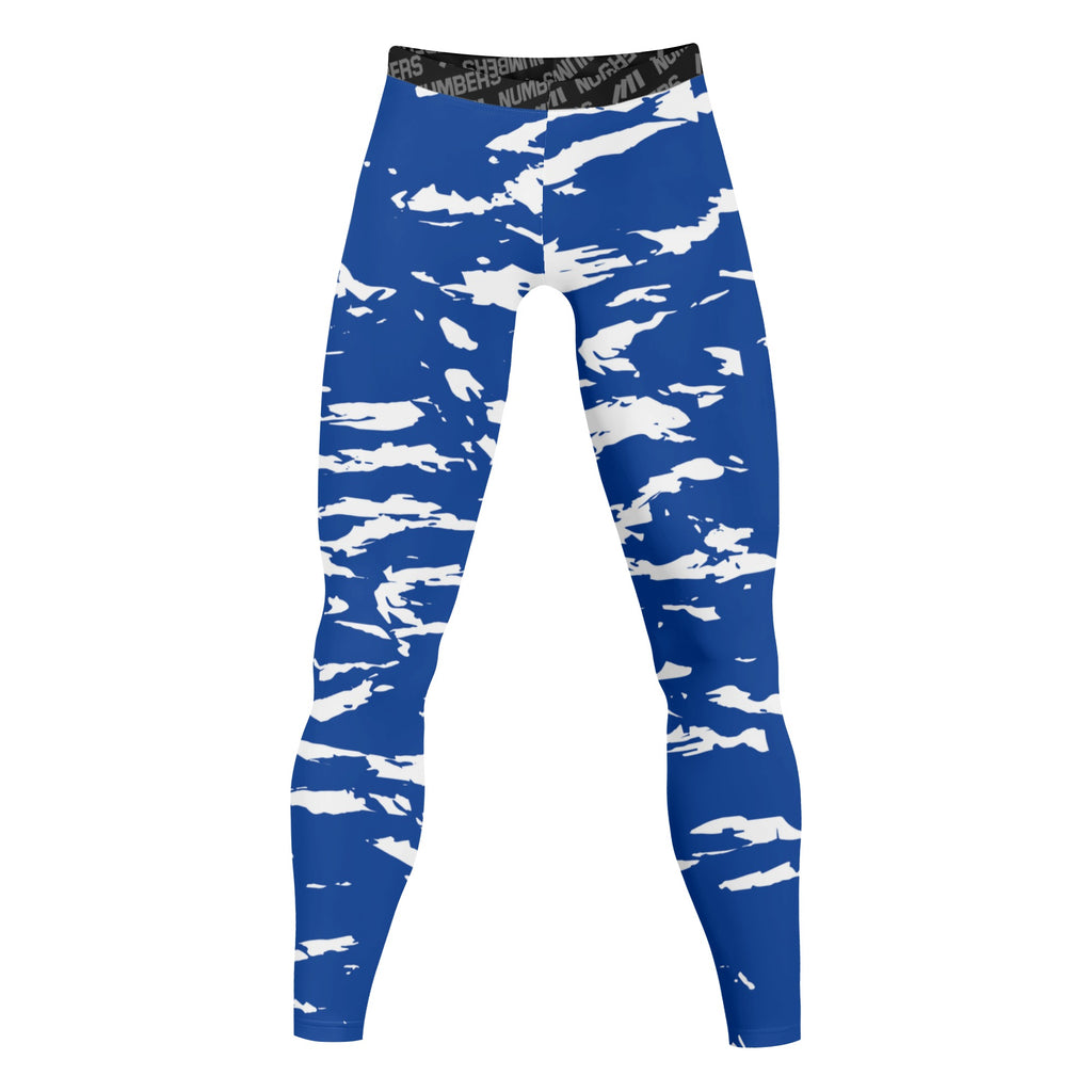 Athletic sports compression tights for youth and adult football, basketball, running, track, etc printed with predator royal blue, white Indianapolis Colts  Kansas City Royals 