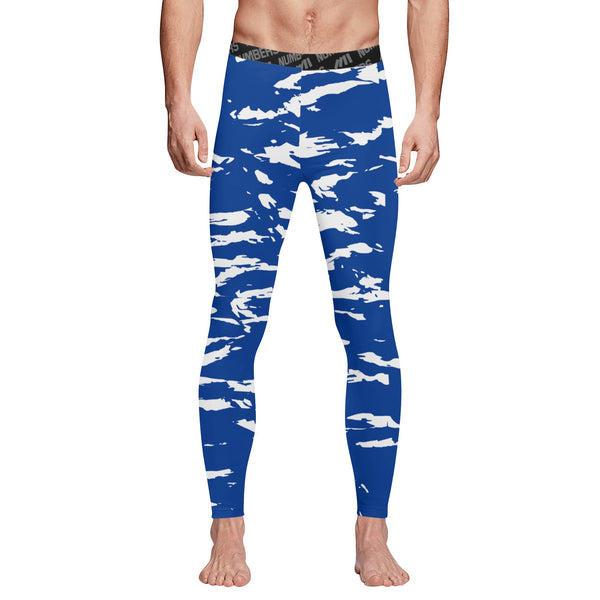 Athletic sports compression tights for youth and adult football, basketball, running, track, etc printed with predator royal blue, white Indianapolis Colts  Kansas City Royals 