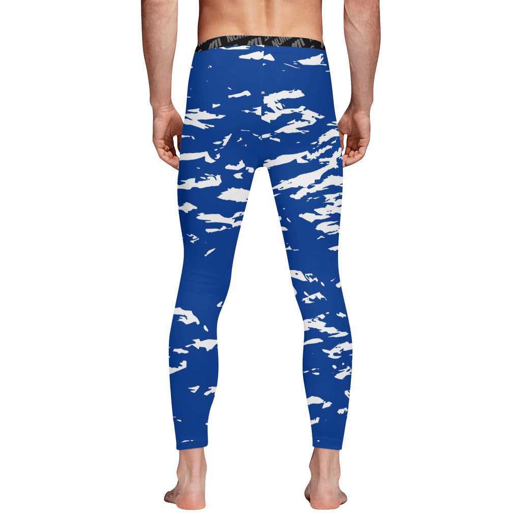 Athletic sports compression tights for youth and adult football, basketball, running, track, etc printed with predator royal blue, white Indianapolis Colts  Kansas City Royals 