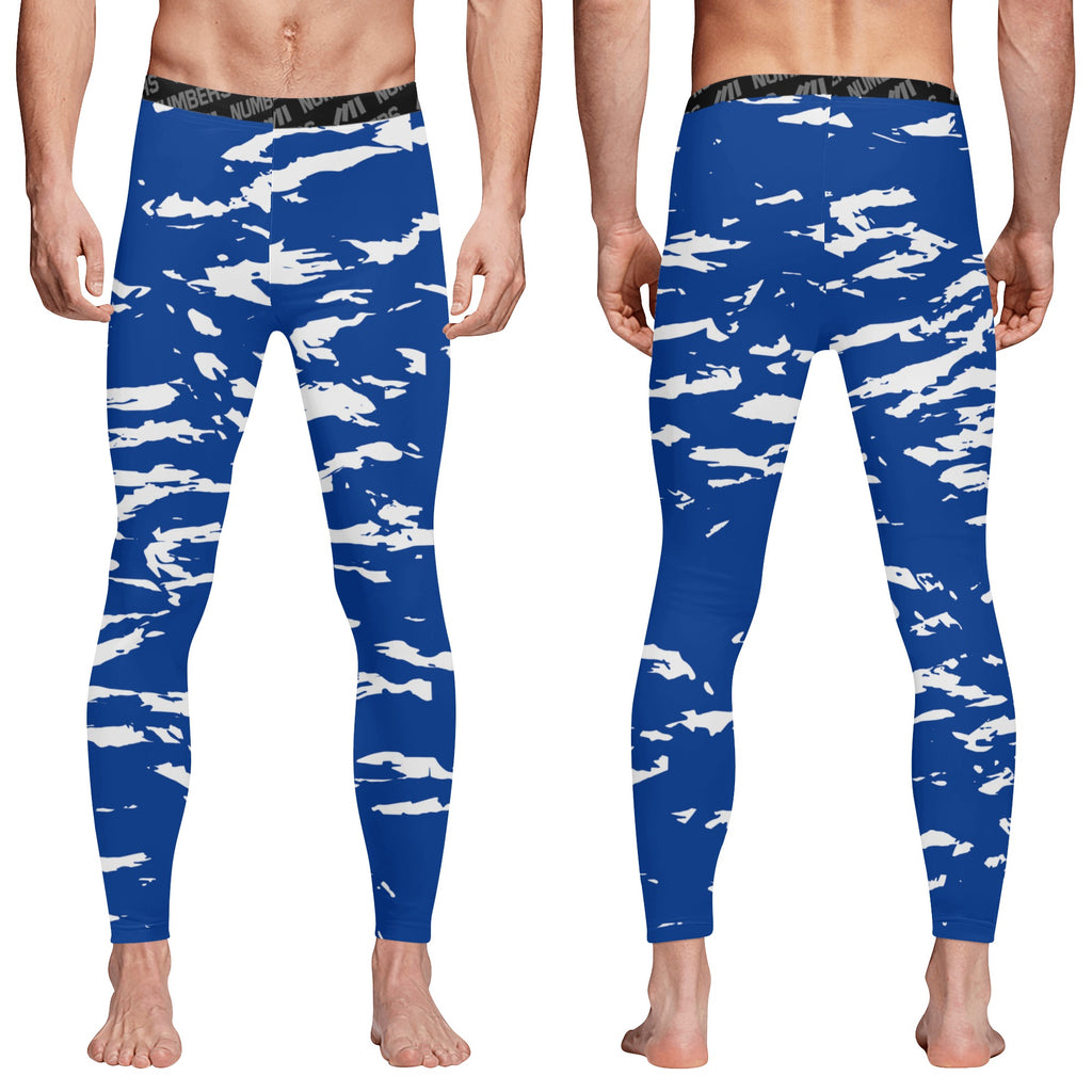 Athletic sports compression tights for youth and adult football, basketball, running, track, etc printed with predator royal blue, white Indianapolis Colts  Kansas City Royals 