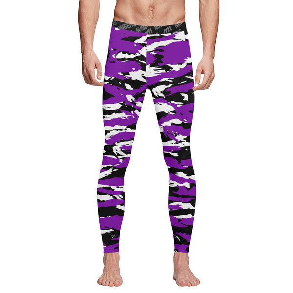 Athletic sports compression tights for youth and adult football, basketball, running, track, etc printed with predator purple black white Colorado Rockies 