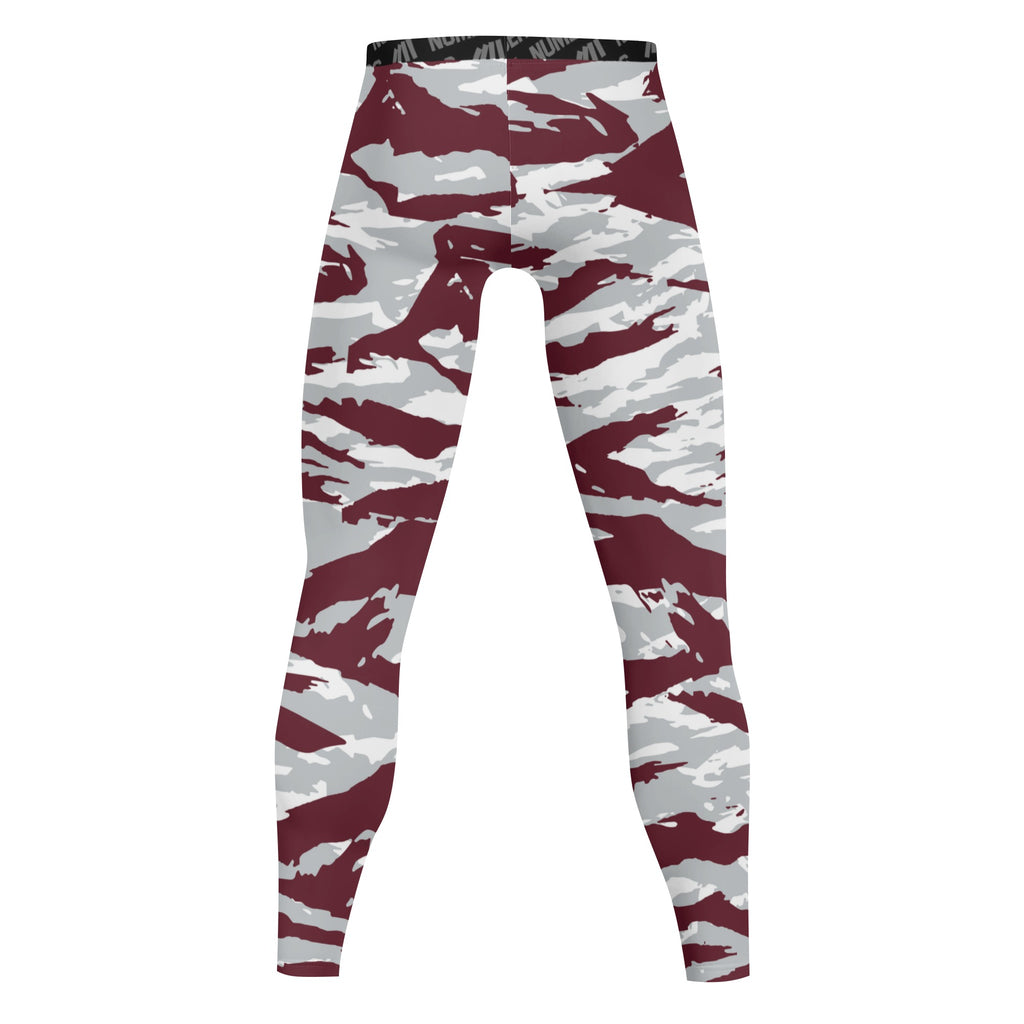 Athletic sports compression tights for youth and adult football, basketball, running, track, etc printed with predator maroon white Mississippi State Bulldogs 