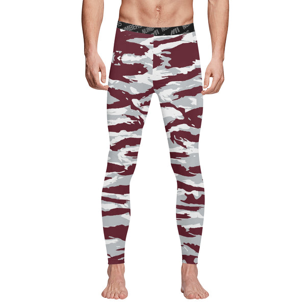Athletic sports compression tights for youth and adult football, basketball, running, track, etc printed with predator maroon white Mississippi State Bulldogs 