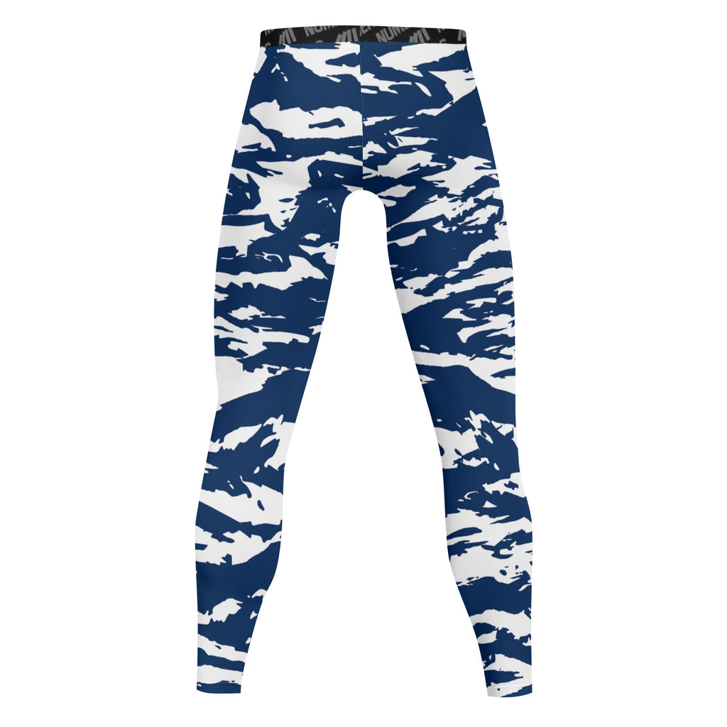 Athletic sports compression tights for youth and adult football, basketball, running, track, etc printed with navy blue white BYU Cougars  Butler Bulldogs New York Yankees