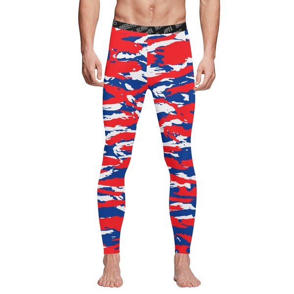 Athletic sports compression tights for youth and adult football, basketball, running, track, etc printed with predator red, white, and blue Los Angeles Clippers Detroit Pistons Montreal Expos Chicago Cubs Philadelphia Phillies Buffalo Bills Philadelphia 76ers 