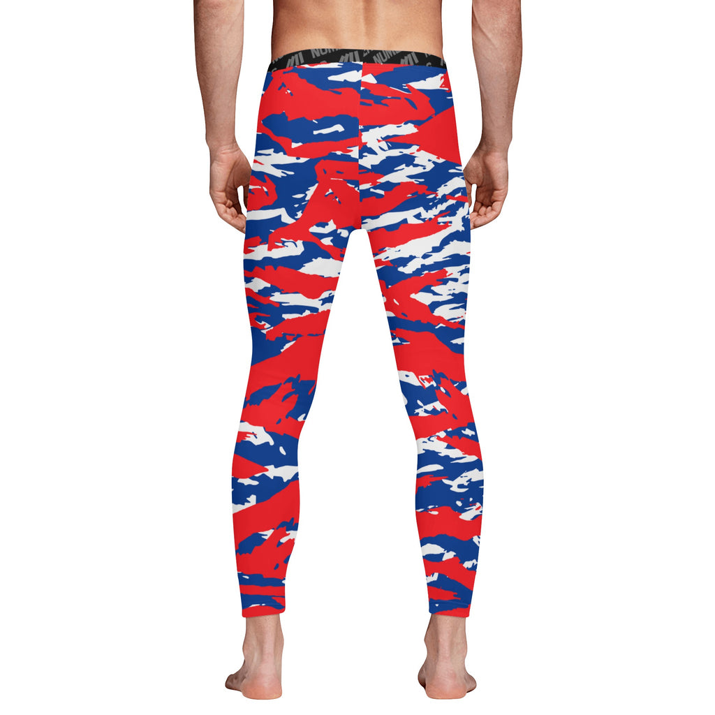 Athletic sports compression tights for youth and adult football, basketball, running, track, etc printed with predator red, white, and blue Los Angeles Clippers Detroit Pistons Montreal Expos Chicago Cubs Philadelphia Phillies Buffalo Bills Philadelphia 76ers 