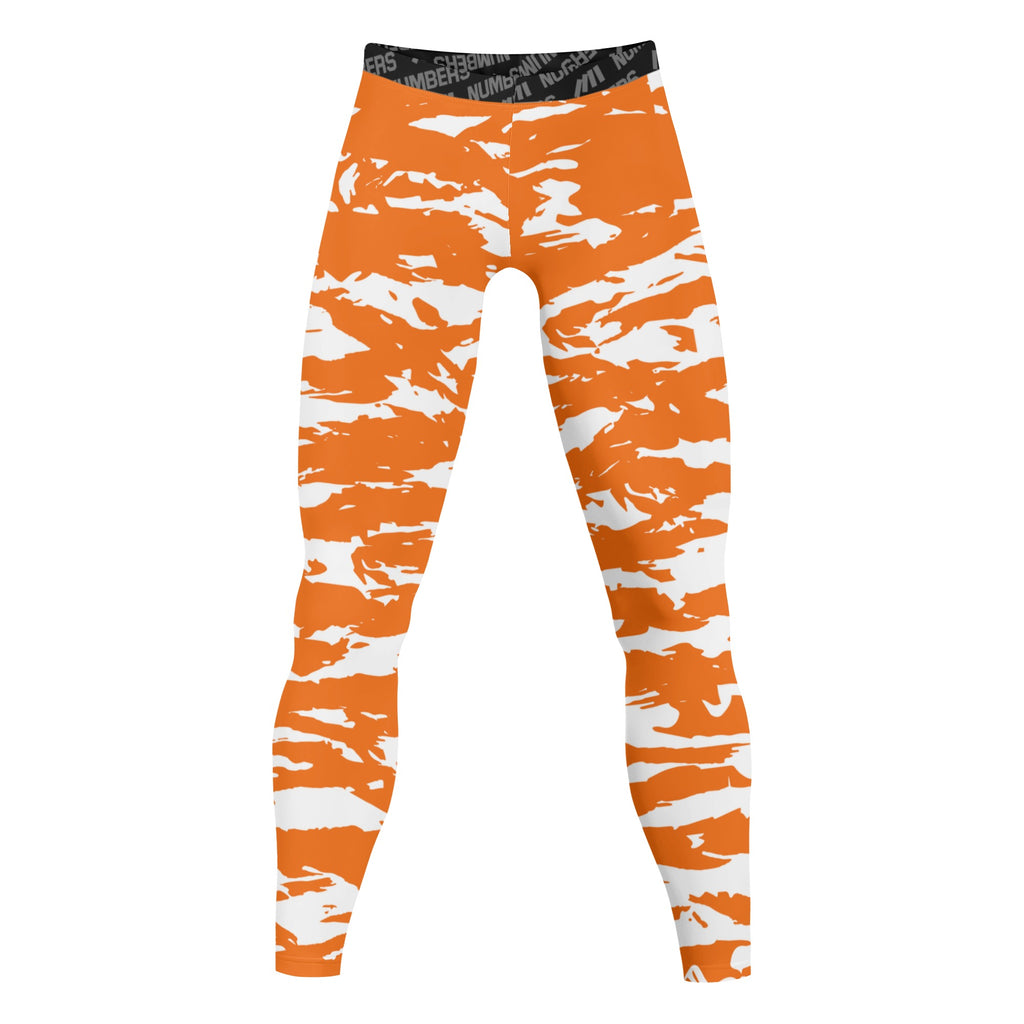 Athletic sports compression tights for youth and adult football, basketball, running, track, etc printed with predator orange white Tennessee Volunteers