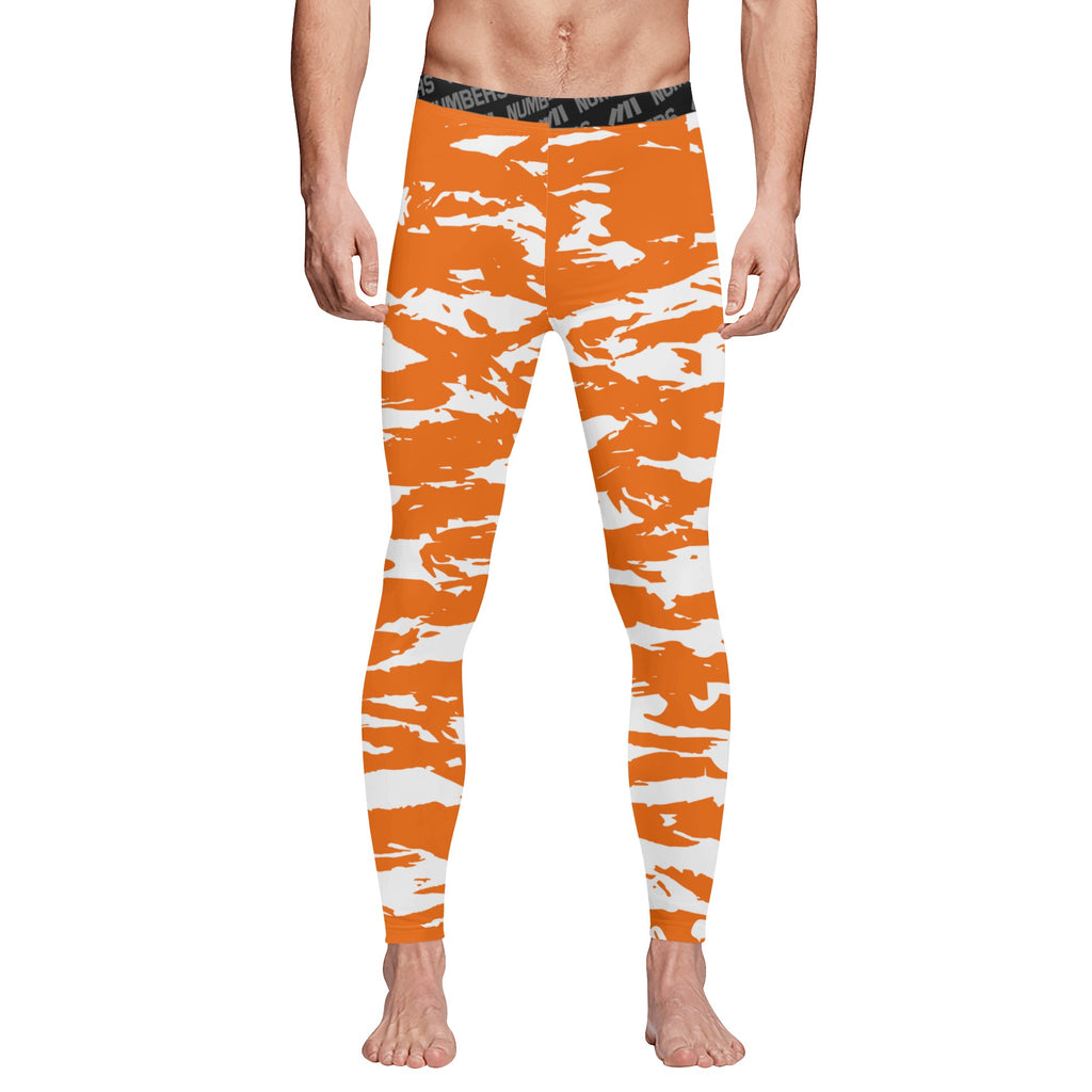 Athletic sports compression tights for youth and adult football, basketball, running, track, etc printed with predator orange white Tennessee Volunteers