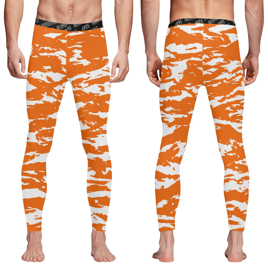 Athletic sports compression tights for youth and adult football, basketball, running, track, etc printed with predator orange white Tennessee Volunteers