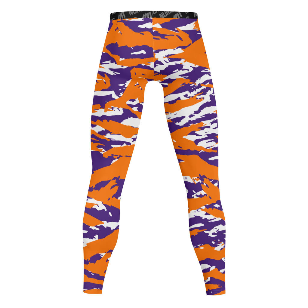 Athletic sports compression tights for youth and adult football, basketball, running, track, etc printed with predator orange purple white Clemson Tigers Phoenix Suns