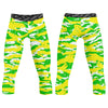 Athletic sports compression tights for youth and adult football, basketball, running, track, etc printed with predator neon green yellow white Oregon Ducks