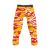 Athletic sports compression tights for youth and adult football, basketball, running, track, etc printed with predator red yellow white Kansas City Chiefs