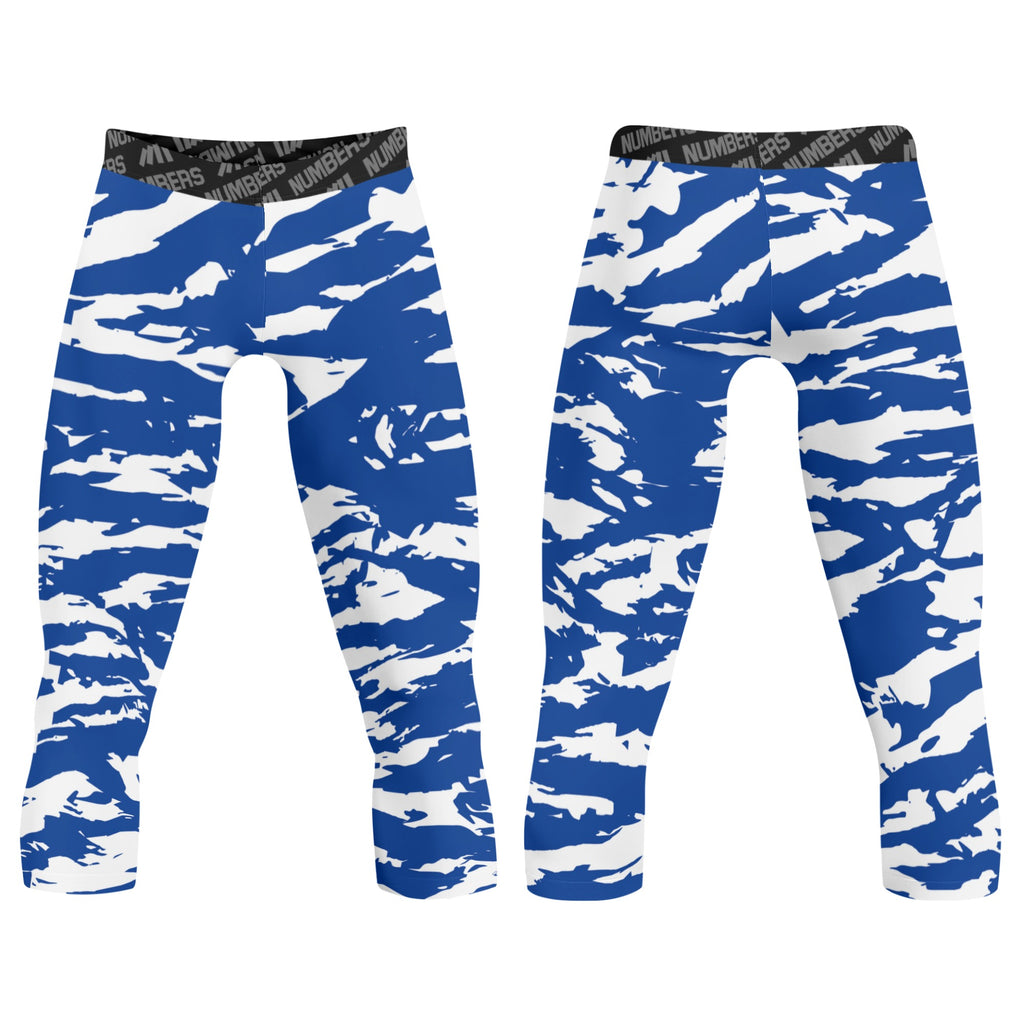 Athletic sports compression tights for youth and adult football, basketball, running, track, etc printed with predator royal blue white Indianapolis Colts Kansas City Royals