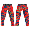Athletic sports compression tights for youth and adult football, basketball, running, track, etc printed with predator red gold blue  New Orleans Pelicans