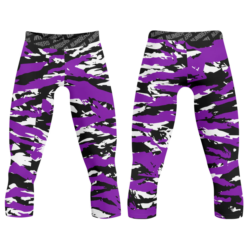 Athletic sports compression tights for youth and adult football, basketball, running, track, etc printed with predator purple black white Colorado Rockies 