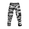 Athletic sports compression tights for youth and adult football, basketball, running, track, etc printed with predator black, gray, and white Las Vegas Raiders San Antonio Spurs