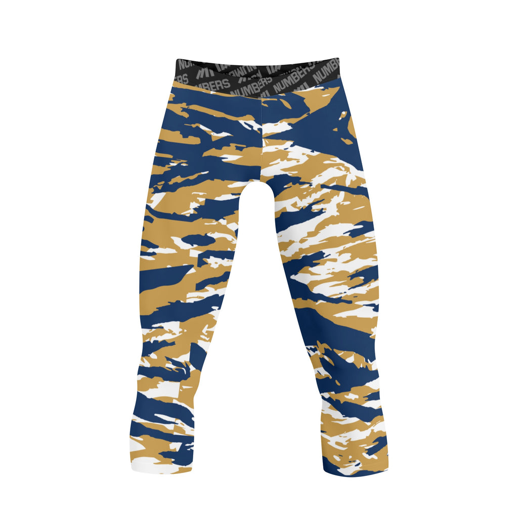 Athletic sports compression tights for youth and adult football, basketball, running, track, etc printed with predator navy blue gold white Milwaukee Brewers