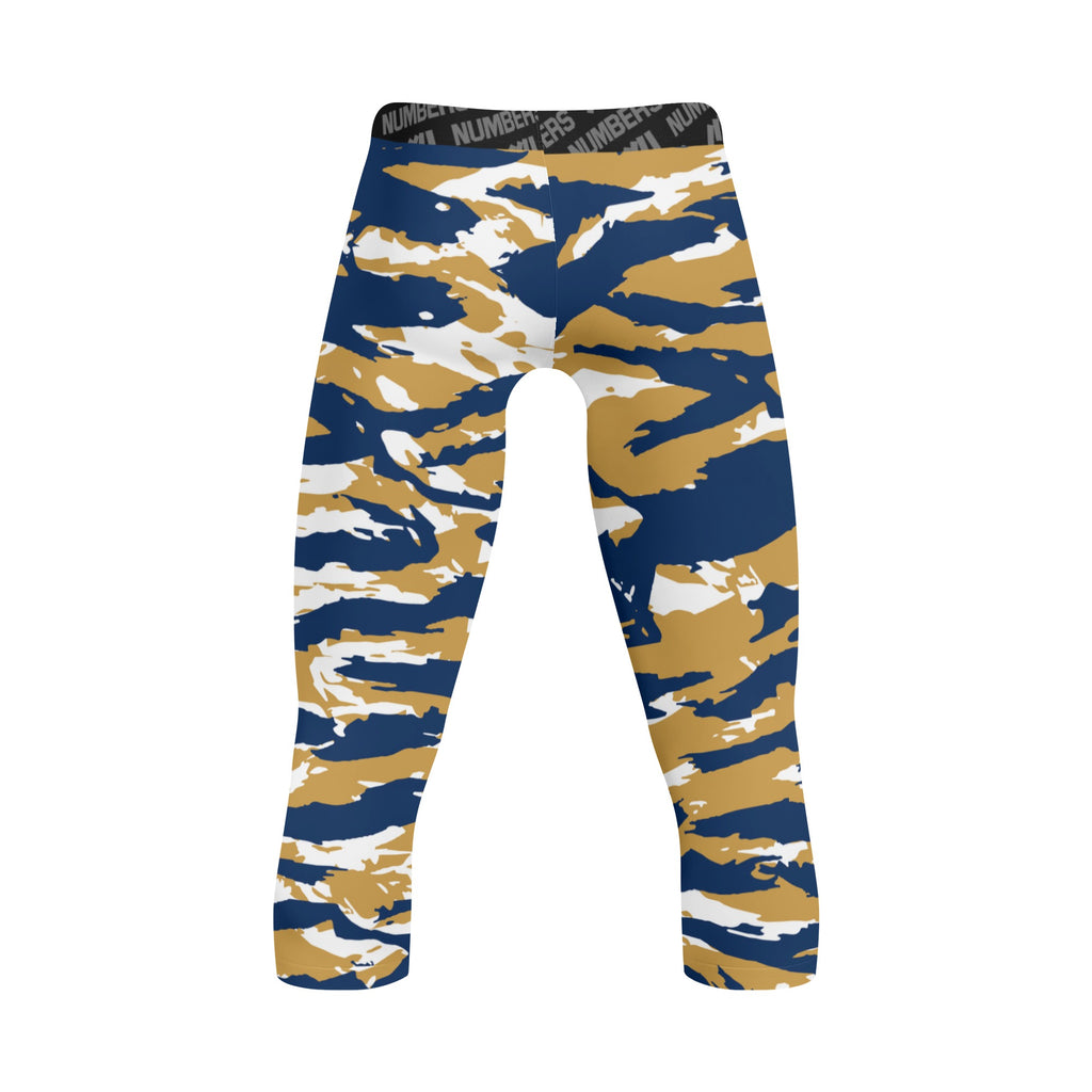 Athletic sports compression tights for youth and adult football, basketball, running, track, etc printed with predator navy blue gold white Milwaukee Brewers