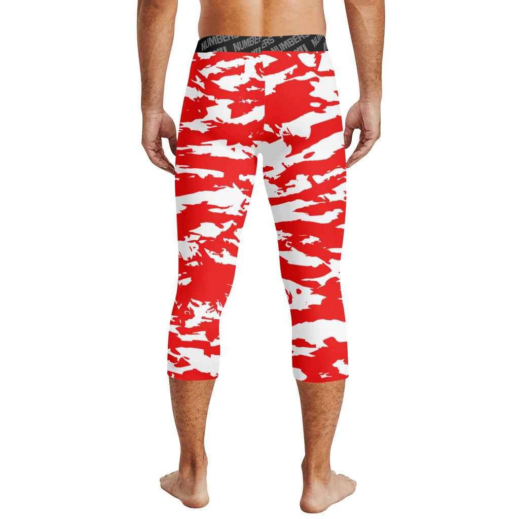 Athletic sports compression tights for youth and adult football, basketball, running, track, etc printed with predator red white Houston Cougars 