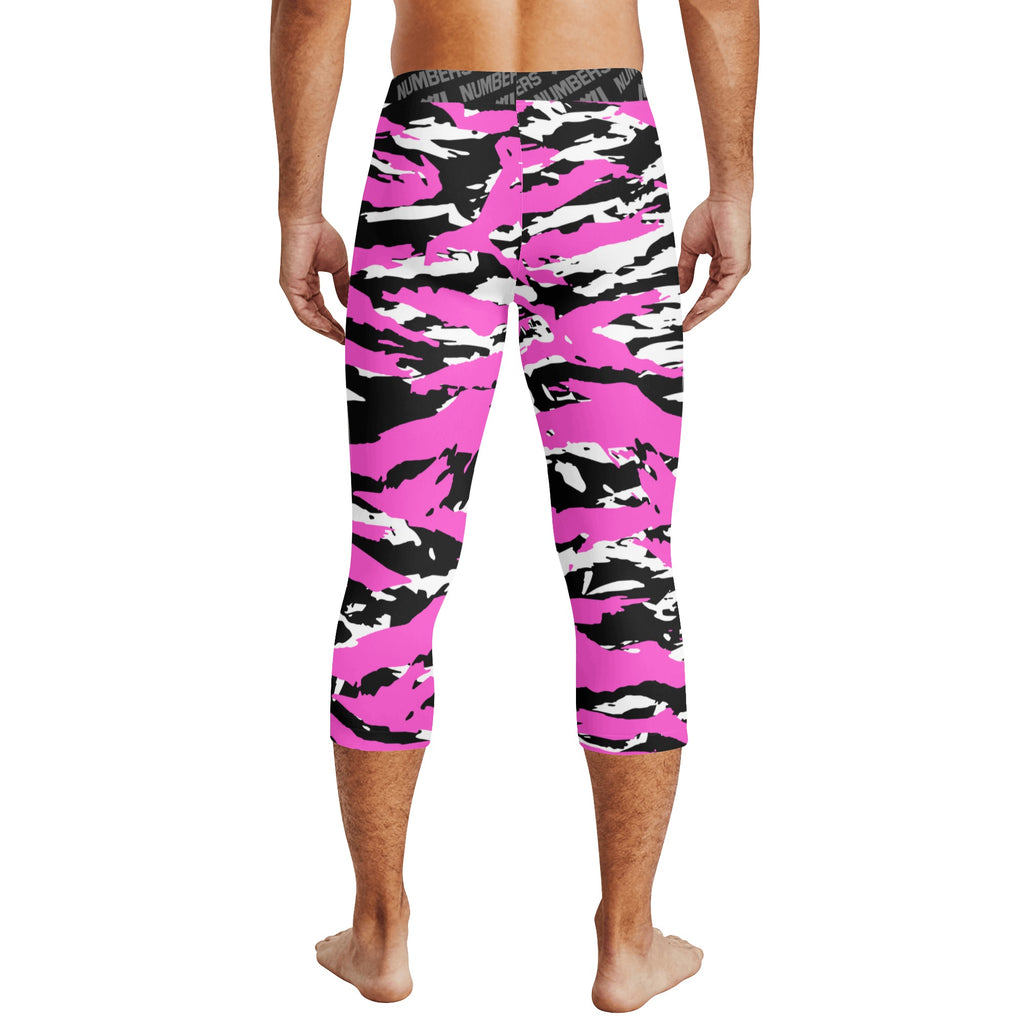 Athletic sports compression tights for youth and adult football, basketball, running, track, etc printed with predator pink white black