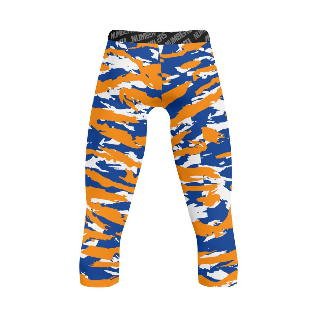 Athletic sports compression tights for youth and adult football, basketball, running, track, etc printed with orange blue white New York Mets Boise State Broncos