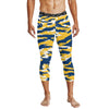 Athletic sports compression tights for youth and adult football, basketball, running, track, etc printed with predator navy blue yellow white Indiana Pacers Michigan Wolverines