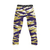 Athletic sports compression tights for youth and adult football, basketball, running, track, etc printed with predator purple gold white Washington Huskies