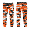Athletic sports unisex kids youth compression tights for girls and boys flag football, tackle football, basketball, track, running, training, gym workout etc printed with predator orange, black, and white Cincinnati Bengals San Francisco Giants Baltimore Orioles
